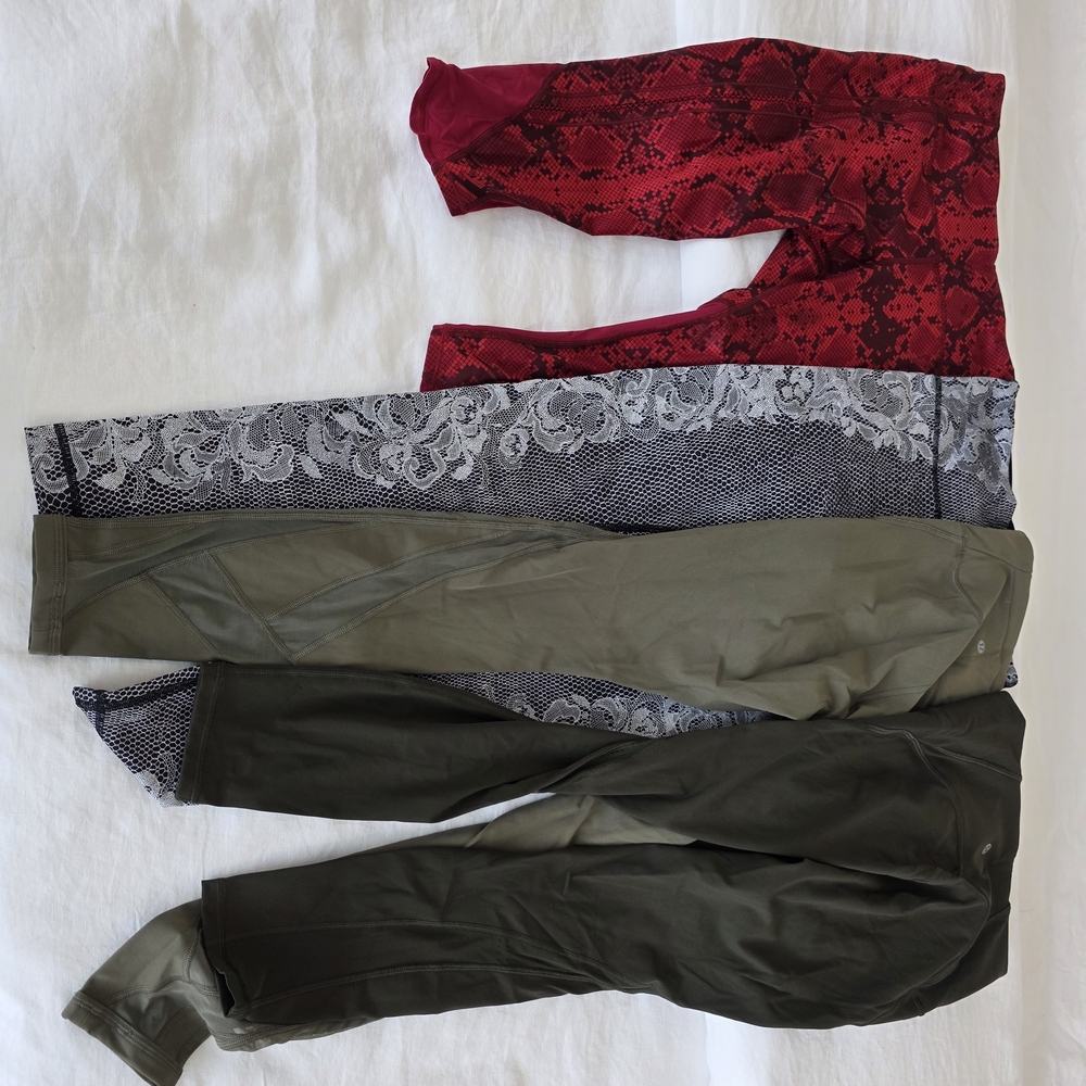 Lululemon Athletica Red, Black, and Green Leggings Set - Picture 14 of 15